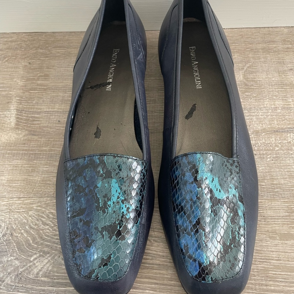 Enzo Angiolini Blue Flats with Iridescent Finish
